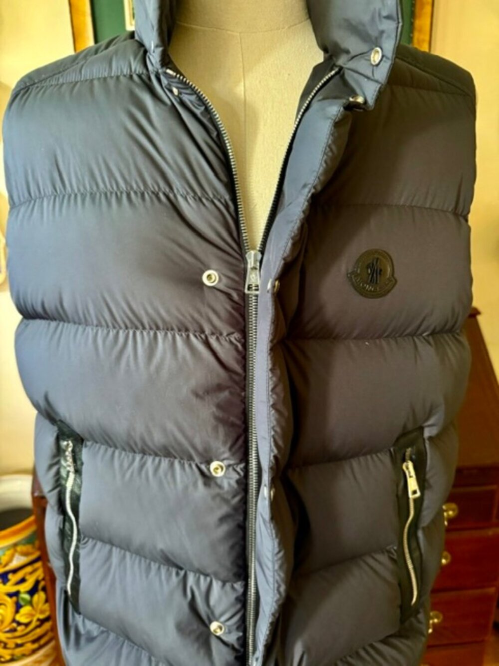 MONCLER Herniaire Quilted Down Vest Gilet, Black, Excellent-Size 3, M, RT 1555$